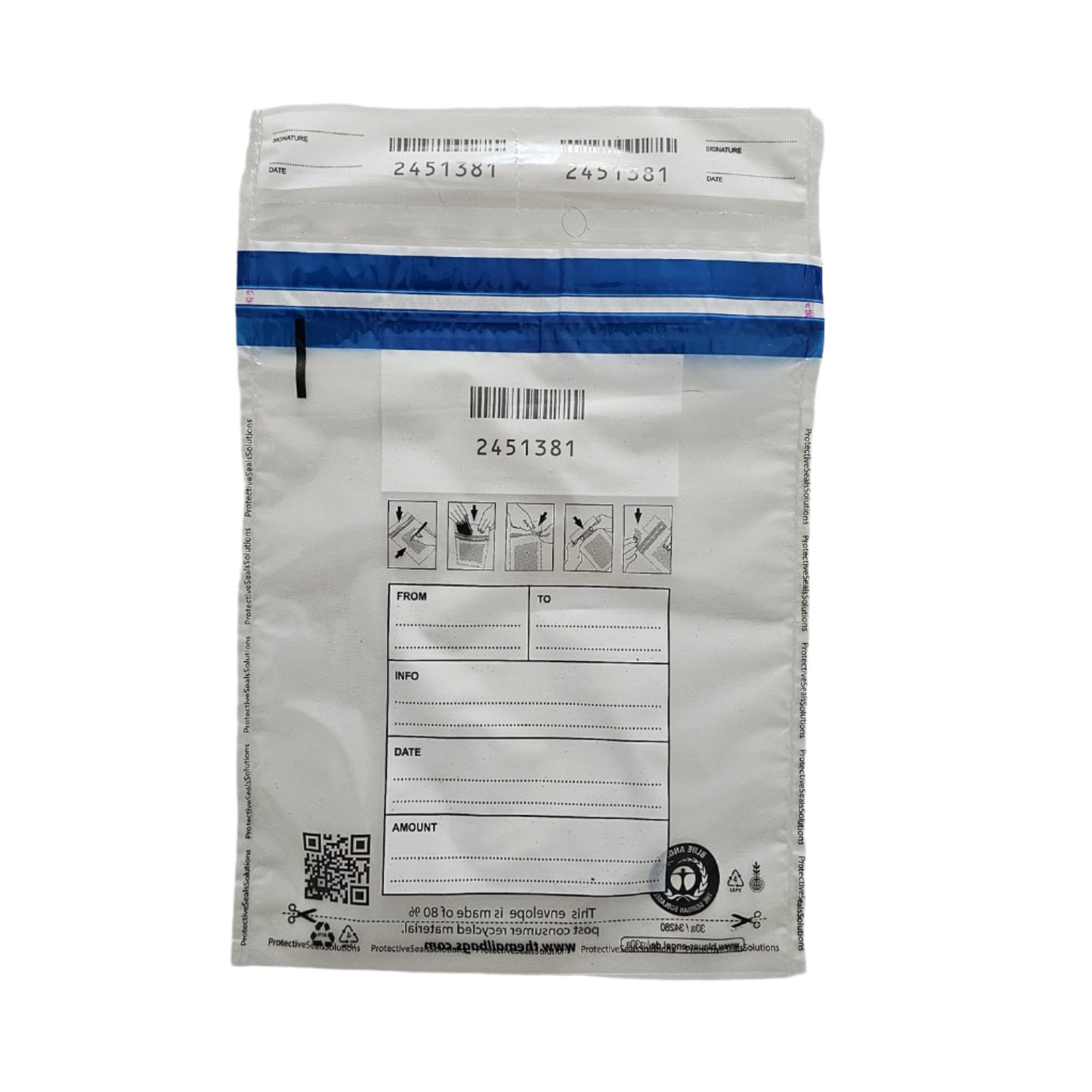 Plic securizat punga transport de securitate sigilabil cu serie transparent FATA S_190x245_30_mm