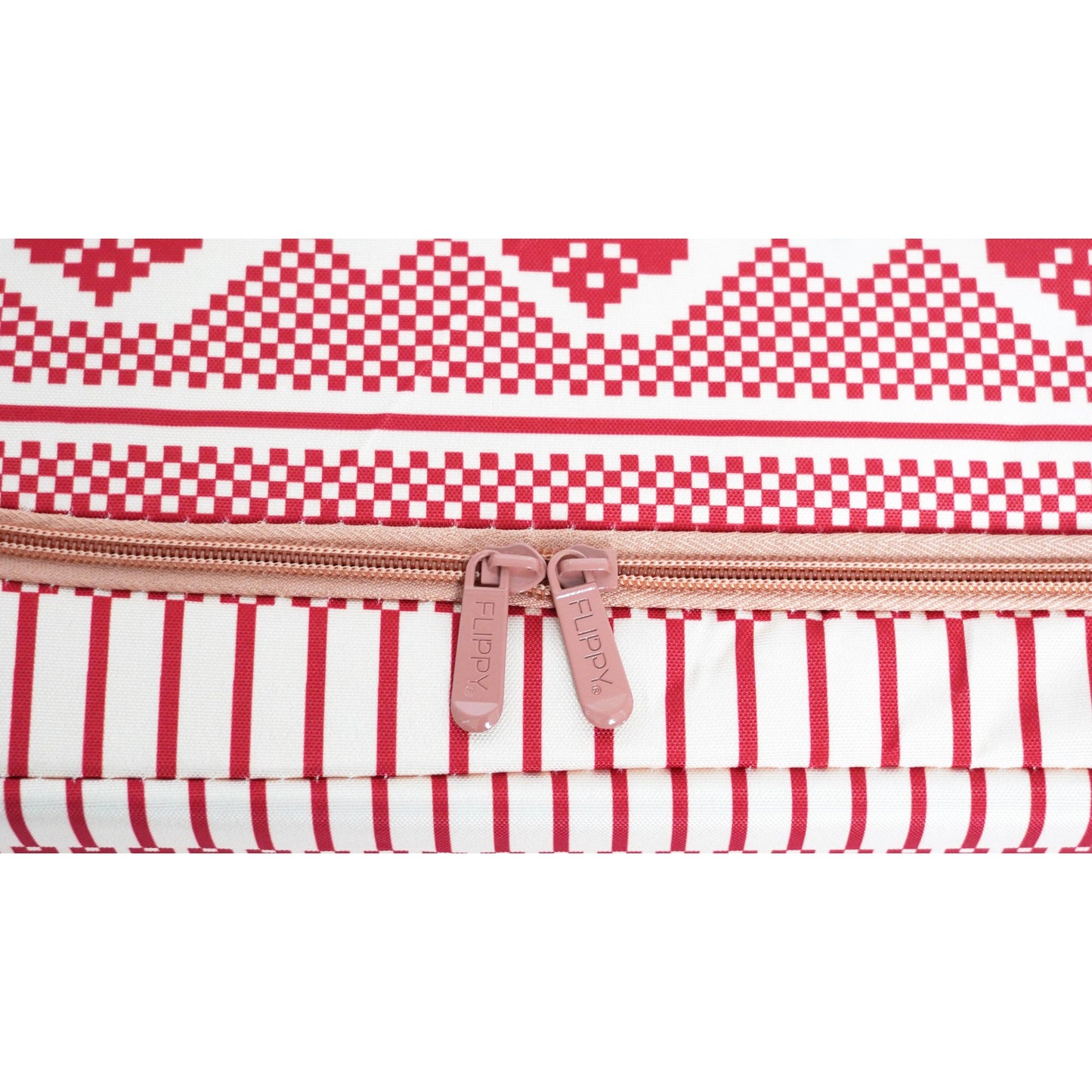 Cutie depozitare pliabila cu sigiliu, AngelBear,100 L din Bumbac si In, 60X42X40 cm, Fereastra Frontala, 2 Usi de Acces cu Fermoar Bidirectional, Cadru Metalic, Suport Baza Stabil din Plastic, Motiv Traditional Model 1