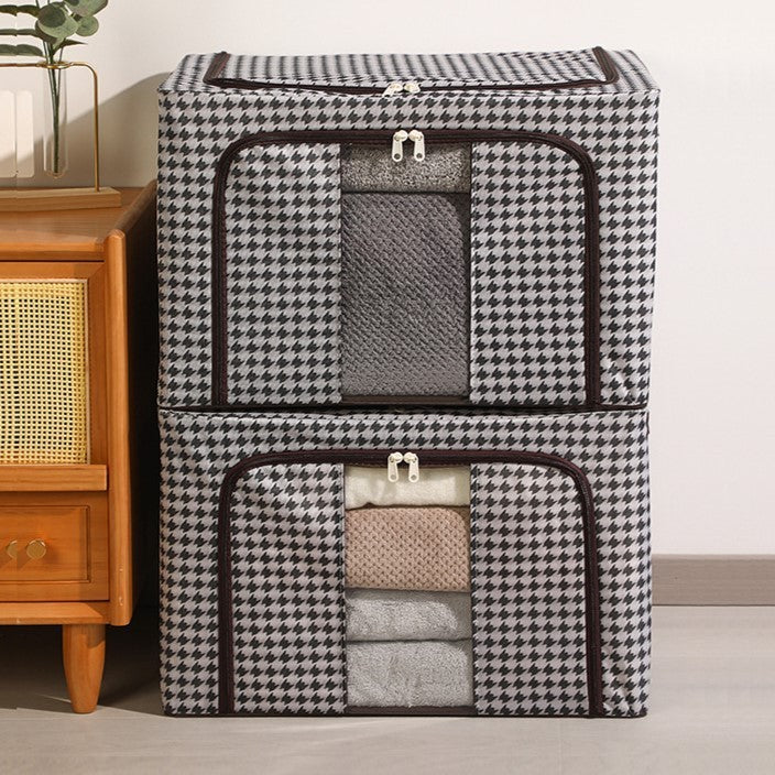 Cutie depozitare pliabila cu sigiliu, AngelBear, Cu fermoar Bidirectional, 24 L, Textil, 40x30x20 cm, Cadru Metalic, o Fereastra, Suport Baza Stabil din Plastic, Design Zebra, Alb Negru