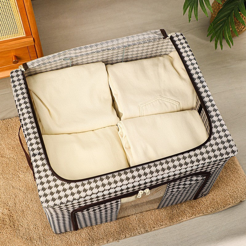 Cutie depozitare pliabila cu sigiliu, AngelBear, Cu fermoar Bidirectional, 24 L, Textil, 40x30x20 cm, Cadru Metalic, o Fereastra, Suport Baza Stabil din Plastic, Design Zebra, Alb Negru
