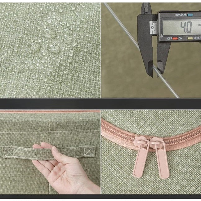 Cutie depozitare pliabila cu sigiliu, AngelBear, Cu fermoar Bidirectional, 66 L, Textil, 50x40x33 cm, Cadru Metalic, o Fereastra, Suport Baza Stabil din Plastic, Verde