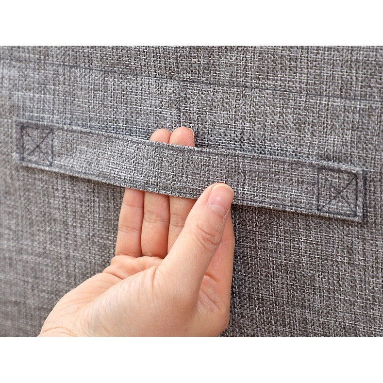Cutie depozitare pliabila cu sigiliu, AngelBear, 24 L, din Bumbac si In, 40x30x20 cm, Fereastra Frontala, 2 Usi de Acces cu Fermoar Bidirectional, Cadru Metalic, Suport Baza Stabil din Plastic, Gri