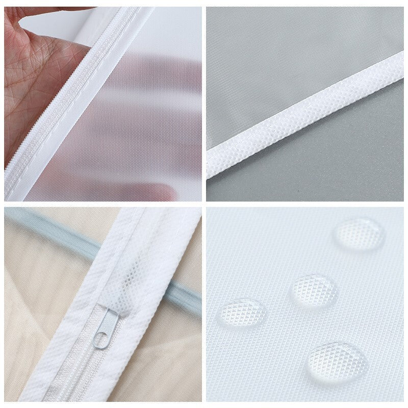 Set 5 Huse de Depozitare cu Fermoar cu sigilii, AngelBear, pentru Haine, de Protectie, pentru Voiaj, Netesut, Rezistent la Praf, 60x80 cm, Transparent-Alb