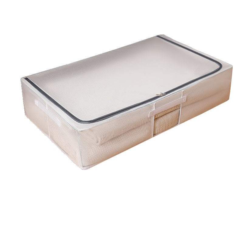 Cutie de Depozitare cu sigiliu, AngelBear, pentru Haine, Incaltaminte, din Plasa PVC Impermeabila si Manere Laterale, Pliabila, Fermoar Bidirectional, 80 x 47 x 18 cm, Transparenta