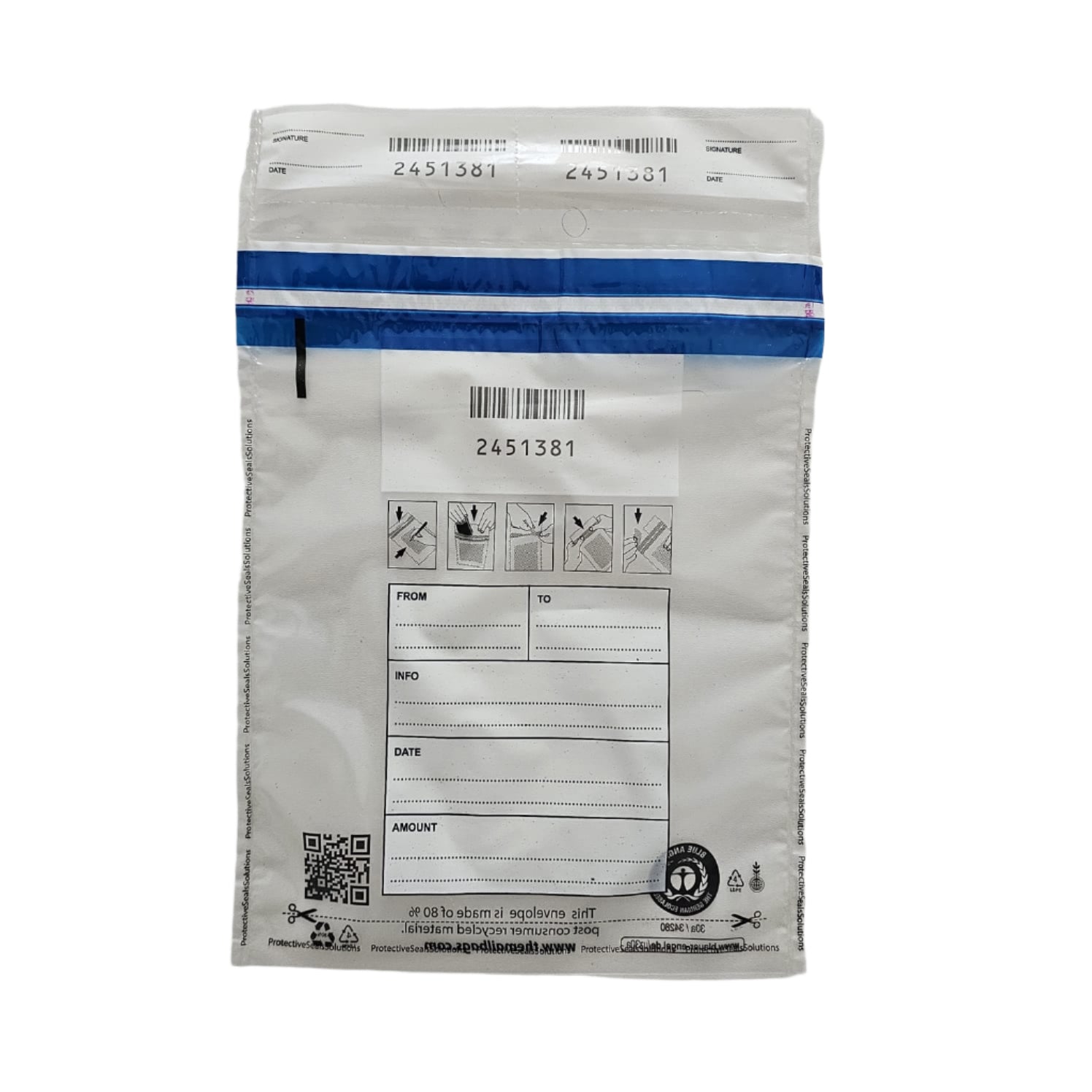 Plic securizat punga transport de securitate sigilabil cu serie transparent FATA S_190x245_30_mm