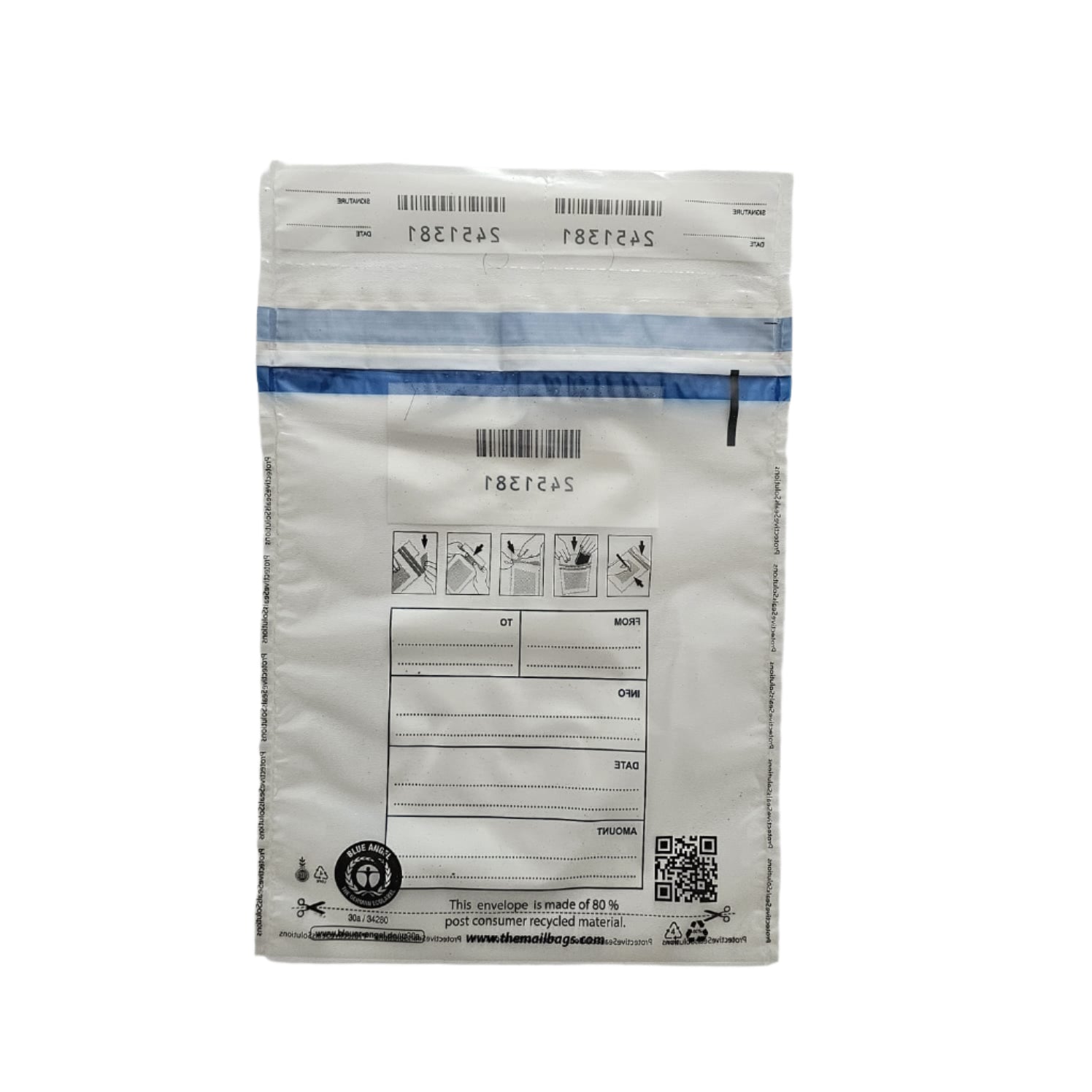 Punga transport probe securizare probe prelevate plic securizat proba Angelbear set 100 bucati S_190x245_30_mm VERSO 0