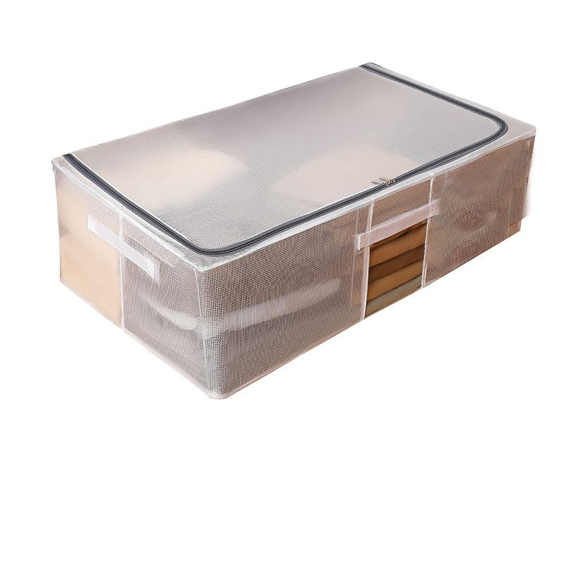 Cutie de Depozitare cu sigiliu, AngelBear, pentru Haine, Incaltaminte, din Plasa PVC Impermeabila si Manere Laterale, Pliabila, Fermoar Bidirectional, 80 x 47 x 24 cm, Transparenta